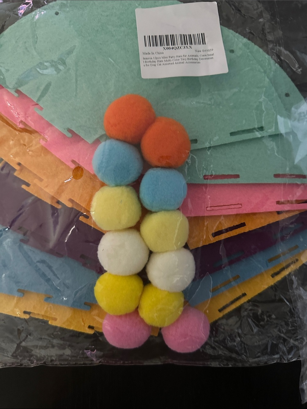 Mini Multicolor Party Hats for stuffed animals or pets